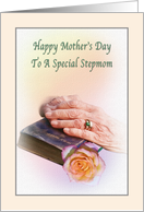 Stepmom’s Mother’s Day Card with Bible and Rose card