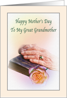 Great Grandmother’s Mother’s Day Card with Bible and Rose card