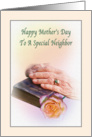 Neighbor’s Mother’s Day Card with Bible and Rose card