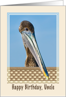 Uncle’s Birthday Card with Brown Pelican and Flowers card