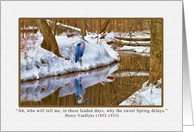 Note Card with Blue Heron Waiting for Spring card