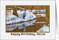 Uncle’s Birthday Card with Blue Heron Waiting for Spring card