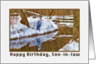 Son-in-law’s Birthday Card with Blue Heron Waiting for Spring card