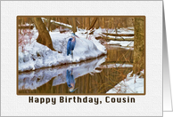 Cousin’s Birthday Card with Blue Heron Waiting for Spring card