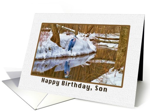 Son's Birthday Card with Blue Heron Waiting for Spring card (591648)