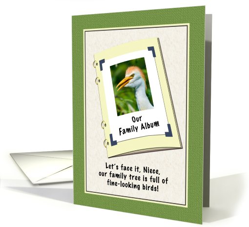 Niece's Birthday, Humor, Cattle Egret Bird card (609122)