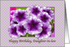 Happy Birthday, Daughter-in-law, Petunias, Purple and White card