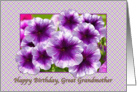 Happy Birthday, Great Grandmother, Petunias, Purple and White card