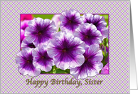 Happy Birthday, Sister, Petunias, Purple and White card