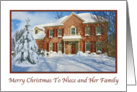 Christmas, Niece and Family, Snow, House card