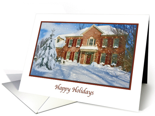 Christmas, Happy Holidays, Snow, House card (668706)