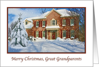 Christmas, Great Grandparents, Snow, House card