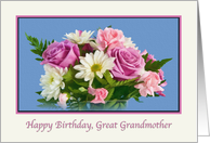 Birthday, Great Grandmother, Floral, Roses, Daisies card