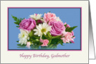 Birthday, Godmother, Floral, Roses, Daisies card