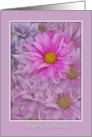 Birthday, Gerbera Daisies, Pink and Lavender card