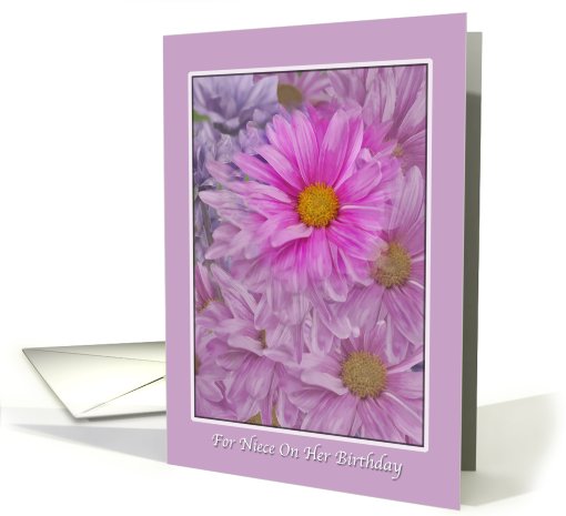 Birthday, Niece, Gerbera Daisies, Pink and Lavender card (680426)