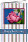 Anniversary, Red Rose, Stripes card