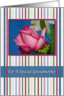 Birthday, Grandmother, Red Rose, Stripes card