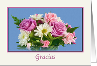 Thank you, Gracias, Spanish, Floral Bouquet card