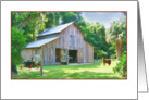 Old Farm Barn with Horses and Chickens card