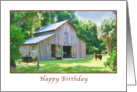 Birthday, Old Farm Barn with Horses and Chickens card