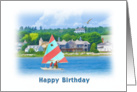 Birthday, Sailboat on a Lake, Landscape and Nautical card