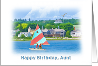 Birthday, Aunt, Sailboat on a Lake, Landscape and Nautical card