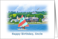 Birthday, Uncle, Sailboat on a Lake, Landscape and Nautical card