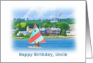 Birthday, Uncle, Sailboat on a Lake, Landscape and Nautical card