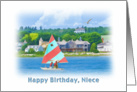 Birthday, Niece, Sailboat on a Lake, Landscape and Nautical card