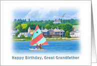 Birthday, Great Grandfather, Sailboat on a Lake, Landscape and Nautical card