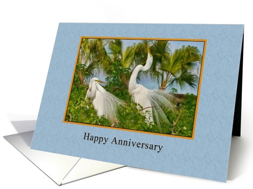 Anniversary, Love and Romance, Two Great Egret Birds card (781689)