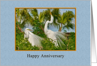 Anniversary, Love and Romance, Two Great Egret Birds card