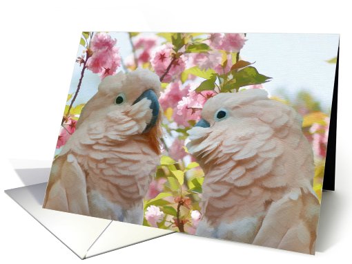 Two Parrots and Crab Apple Blossoms card (783405)