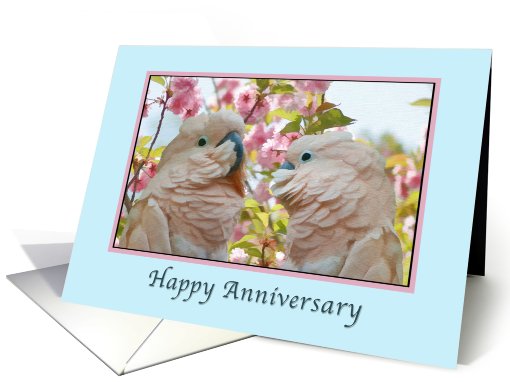 Anniversary, Wedding, Parrots and Crab Apple Blossoms card (783419)