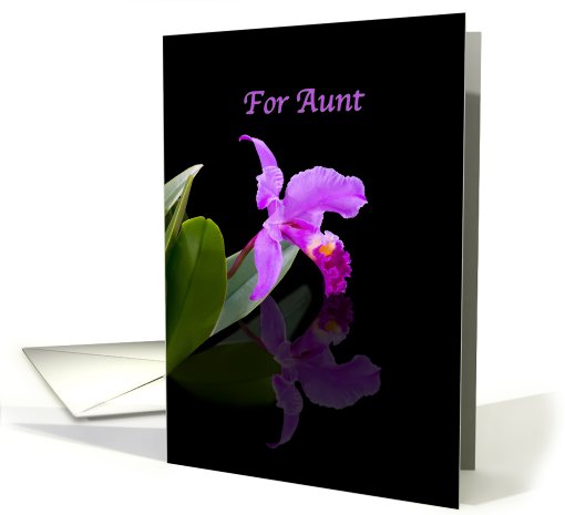 Birthday, Aunt, Orchid on Black card (809283)