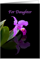 Birthday, Daughter, Orchid on Black card