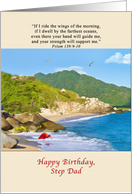 Birthday, Step Dad, Beach, Hills, Birds card