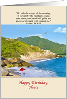 Birthday, Niece, Beach, Hills, Birds card