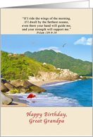 Birthday, Great Grandpa, Beach, Hills, Birds card