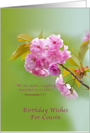 Birthday, Cousin, Cherry Blossoms, Religious card