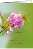 Birthday, Pastor, Cherry Blossom Flowers, Religious card