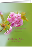 Birthday, Niece, Cherry Blossom Flowers, Religious card
