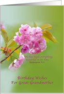 Birthday, Great Grandmother, Cherry Blossom Flowers, Religious card