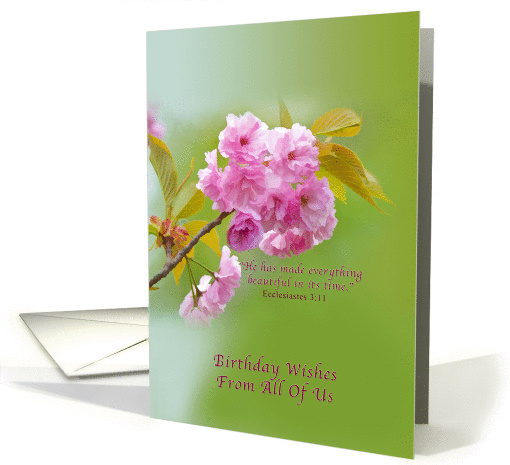Birthday, From All of Us, Cherry Blossom Flowers, Religious card