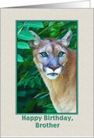 Birthday Wishes, Brother, Cougar in the Jungle card
