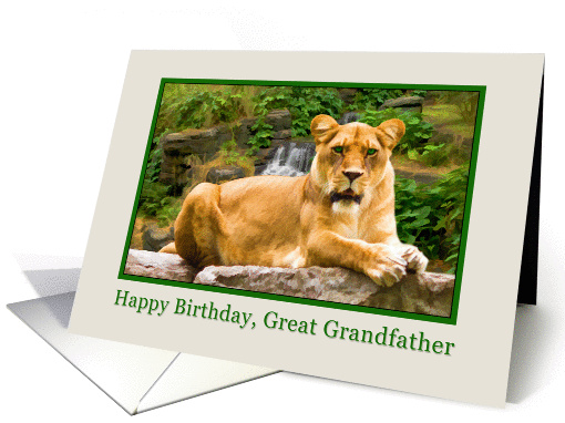 Birthday, Great Grandfather, Lion on a Rock card (856299)