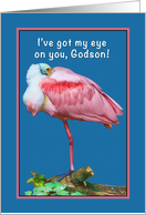 Birthday, Godson, Roseate Spoonbill Bird, Humor card