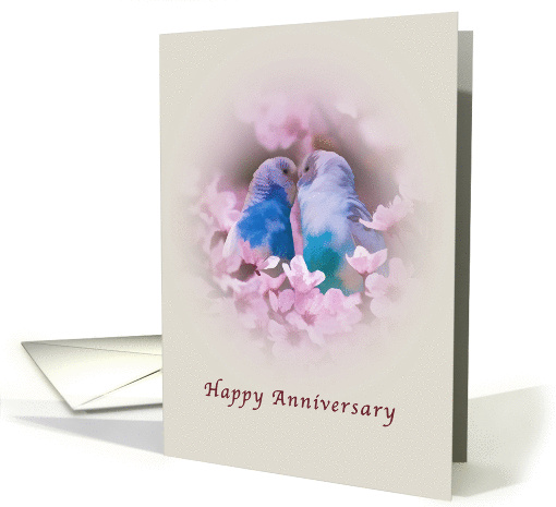 Anniversary, Parakeets and Pink Flowers card (897168)