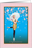 Congratulations, Dance Recital, Ballerina, Cherry Blossoms card